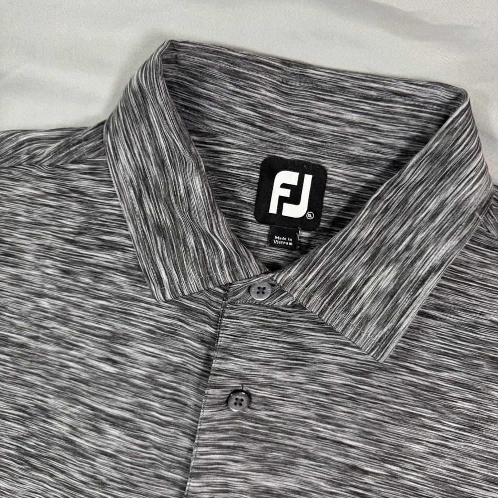 FootJoy Mens XL Grey Space Dye Short Sleeve Golf Polo Shirt Performance Athletic